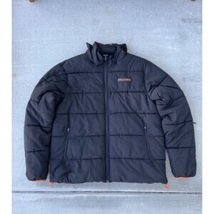 Oakley Grips Puffer Hidden Hood Jacket Black Orange Men’s XL O-Grip Regular Fit